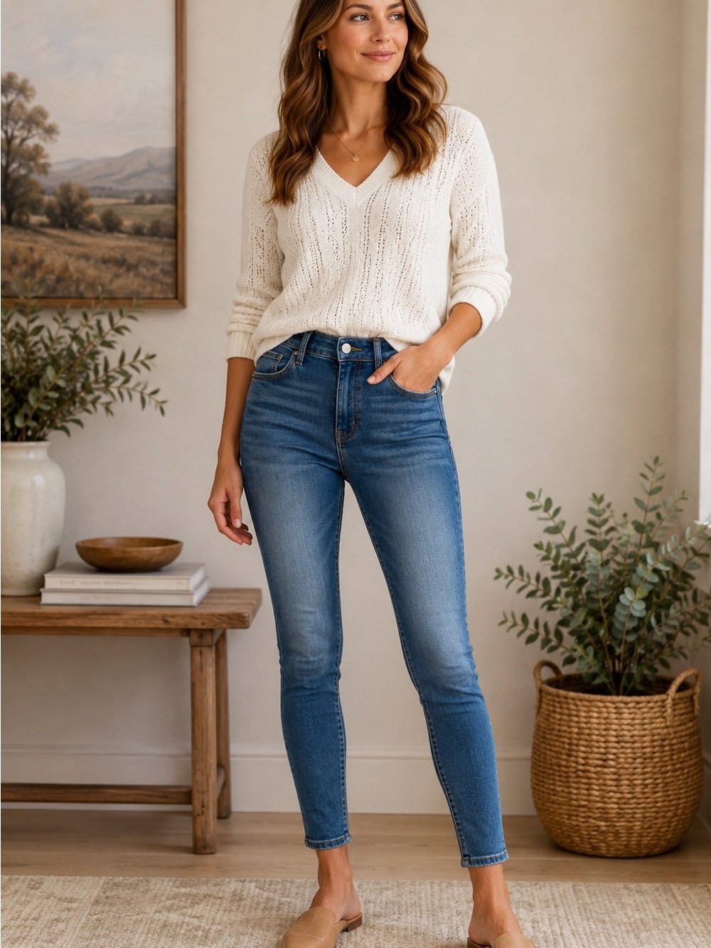 Democracy Ab Solution Skinny Jeans 6 Blue Stretch Slim Ankle Tummy Control